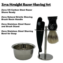 Load image into Gallery viewer, Straight Razor Set Classic Grooming kit for a timeless shave Gift 5/8" Carbon Steel, hollow ground blade with leather honing strop whet and Drip Stand