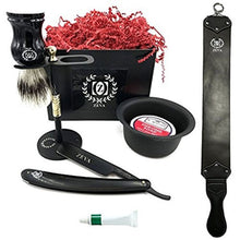 Load image into Gallery viewer, Mens Straight Razor Wet Shave Gift Set Stand Bristle Brush Leather Honing Strop Dovo Paste Solingen - Liberty Beauty Supply