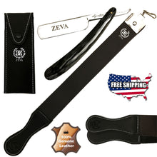 Load image into Gallery viewer, Men's Wet Cut Throat Straight Edge Razor Leather Sharpening Strop Strap + Pouch - Liberty Beauty Supply