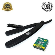 Load image into Gallery viewer, Shavette Men Shaving Classic Straight Razor Barber Knife Black 100 Derby Blade - Liberty Beauty Supply