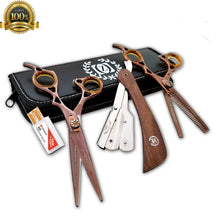 Cargar imagen en el visor de la galería, Student Barber Shears Hair Styling Scissors with Barber Razor Tijeras Rasierer - Liberty Beauty Supply