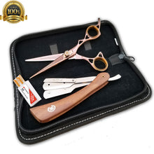 Cargar imagen en el visor de la galería, Student Barber Shears Hair Styling Scissors with Barber Razor Tijeras Rasierer - Liberty Beauty Supply