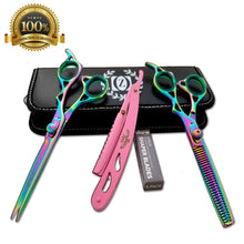 Cargar imagen en el visor de la galería, Hair Styling & Barber Shears Rainbow Titanium 6" Hairshaper and thinning Scissor - Liberty Beauty Supply