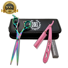 Cargar imagen en el visor de la galería, Hair Styling & Barber Shears Rainbow Titanium 6" Hairshaper and thinning Scissor - Liberty Beauty Supply