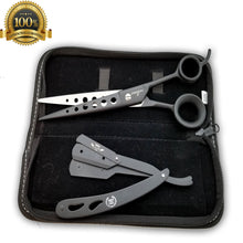 Load image into Gallery viewer, Professional Barber Black Cutting+Thinning Shears 8" Hair Cutting Salon Scissors - Liberty Beauty Supply