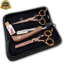 Cargar imagen en el visor de la galería, Student Barber Shears Hair Styling Scissors with Barber Razor Tijeras Rasierer - Liberty Beauty Supply