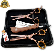 Cargar imagen en el visor de la galería, Student Barber Shears Hair Styling Scissors with Barber Razor Tijeras Rasierer - Liberty Beauty Supply