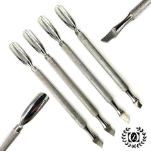 Load image into Gallery viewer, SET 4 Pedicure Manicure Set. Nail Cuticle Spoon Pusher Remover Cut Tool Salon Oil Cleaner - Liberty Beauty Supply