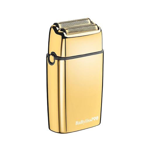 BaBylissPRO METALFX Double Foil Shaver, GOLD Handheld Electric Razor for Travel, Portable Cordless Close Face Shaver for Head, Beard, & Neck