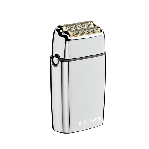 BaBylissPRO SILVERFX Cordless Metal Double Foil Shaver | Hypoallergenic Gold Foils | Professional Electric Razor for Ultra-Close Shave on Head, Beard, & Neck