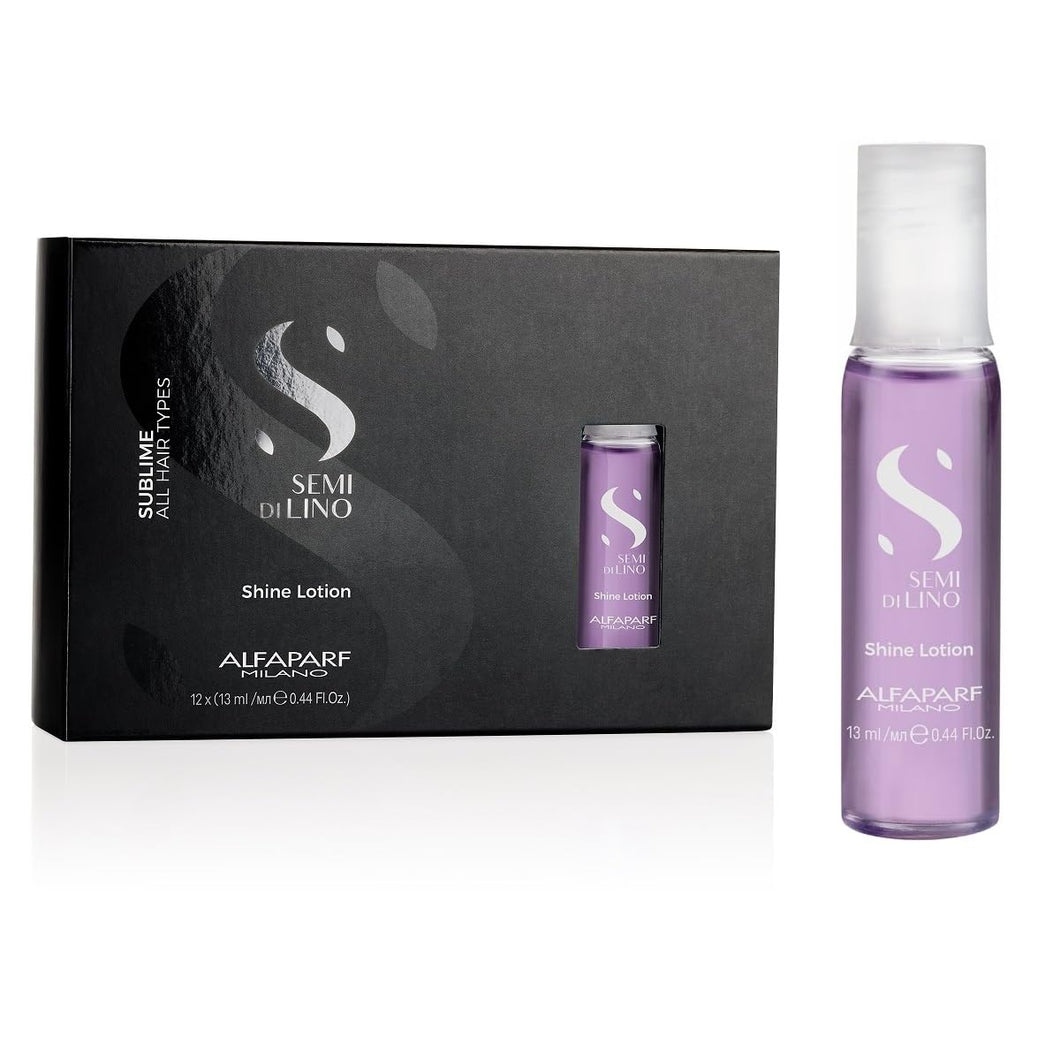 Alfaparf Milano Semi Di Lino Sublime Shine Lotion Leave In Hair Treatment - Revitalizes and Adds Brilliant Shine - Includes 12 Vials - Gives Support, Definition, Body and Flexibility - 5.28 fl. Oz