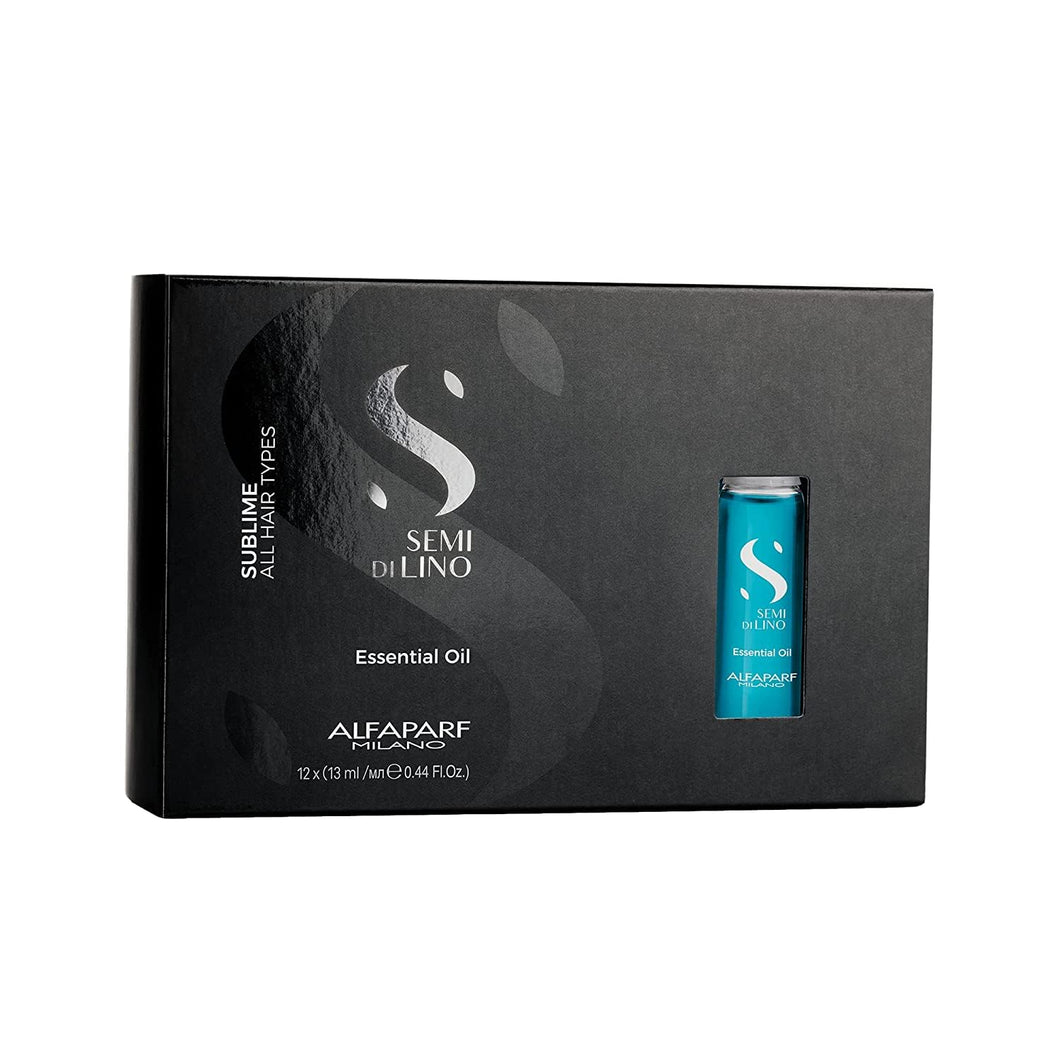Alfaparf Milano Semi Di Lino Sublime Essential Hair Oil Treatment - Hydrating Hair Oil to Protect & Smooth Ends - With Flaxseed Extract + Omega 3 - Silky Hair Products (12 Vials x 13 ml / 0.44 oz/ea)