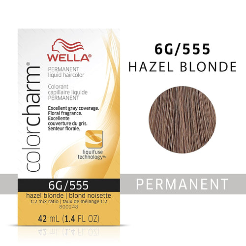 6G / 555 HAZEL BLONDE WELLA Color Charm Permanent Liquid Hair Color for Gray Coverage