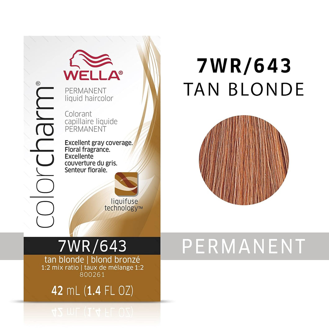 7WR / 643 -TAN BLONDE WELLA Color Charm Permanent Liquid Hair Color for Gray Coverage
