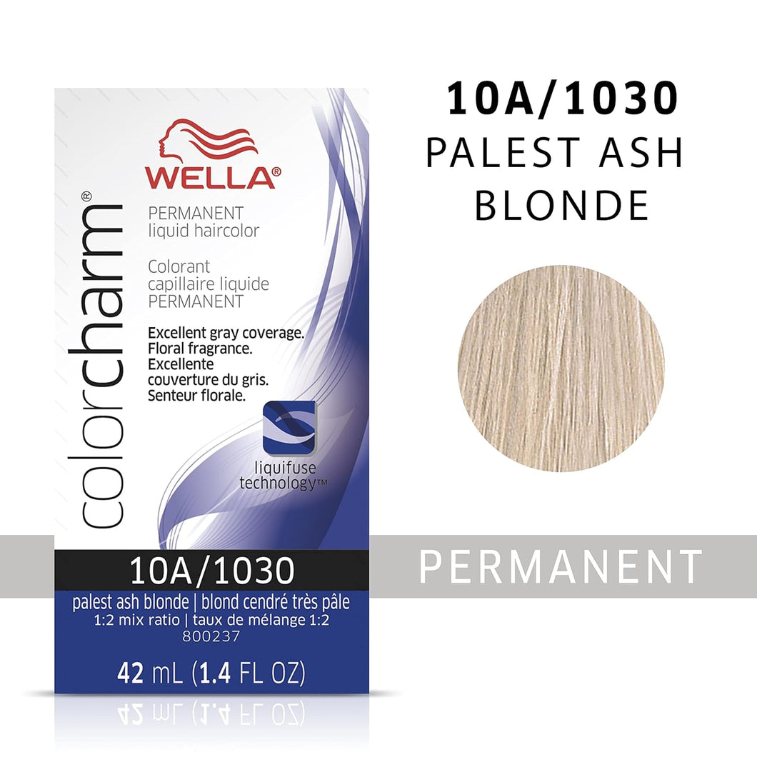 10A / 1030 PALEST ASH BLONDE WELLA Color Charm Permanent Liquid Hair Color for Gray Coverage