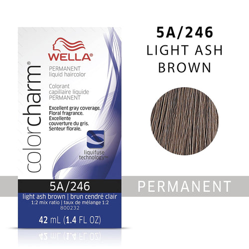 5A / 246 -LIGHT ASH BROWN WELLA Color Charm Permanent Liquid Hair Color for Gray Coverage