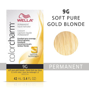 9G -SOFT PURE GOLD BLONDE WELLA Color Charm Permanent Liquid Hair Color for Gray Coverage