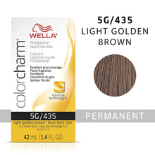 Cargar imagen en el visor de la galería, 5G / 435 LIGHT GOLDEN BROWN WELLA Color Charm Permanent Liquid Hair Color for Gray Coverage