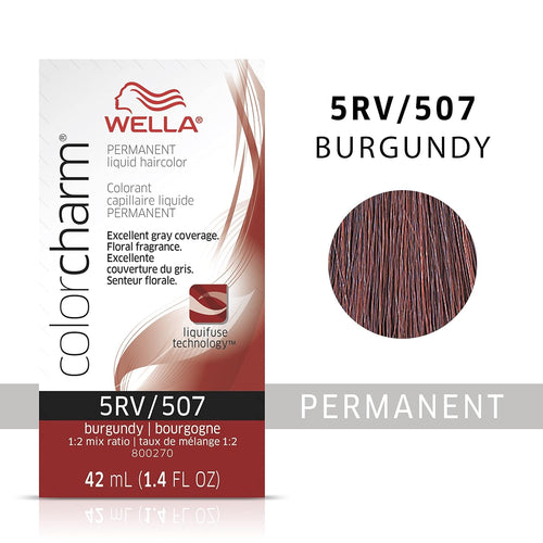 5RV / 507 BURGUNDY WELLA Color Charm Permanent Liquid Hair Color for Gray Coverage