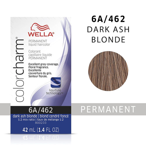 6A / 462 DARK ASH BLONDE WELLA Color Charm Permanent Liquid Hair Color for Gray Coverage