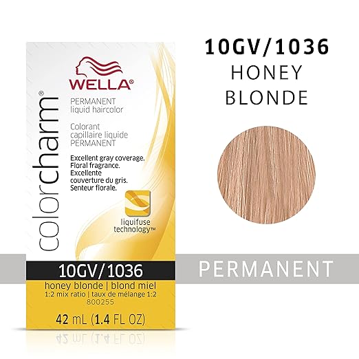 10GV / 1036 HONEY BLONDE WELLA Color Charm Permanent Liquid Hair Color for Gray Coverage