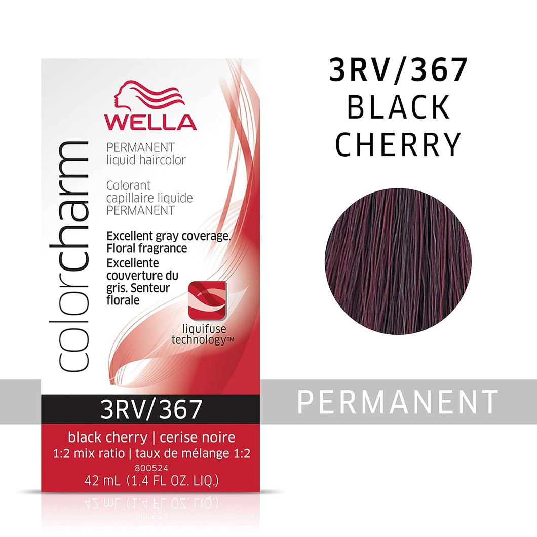 3RV / 367 BLACK CHERRY WELLA Color Charm Permanent Liquid Hair Color for Gray Coverage