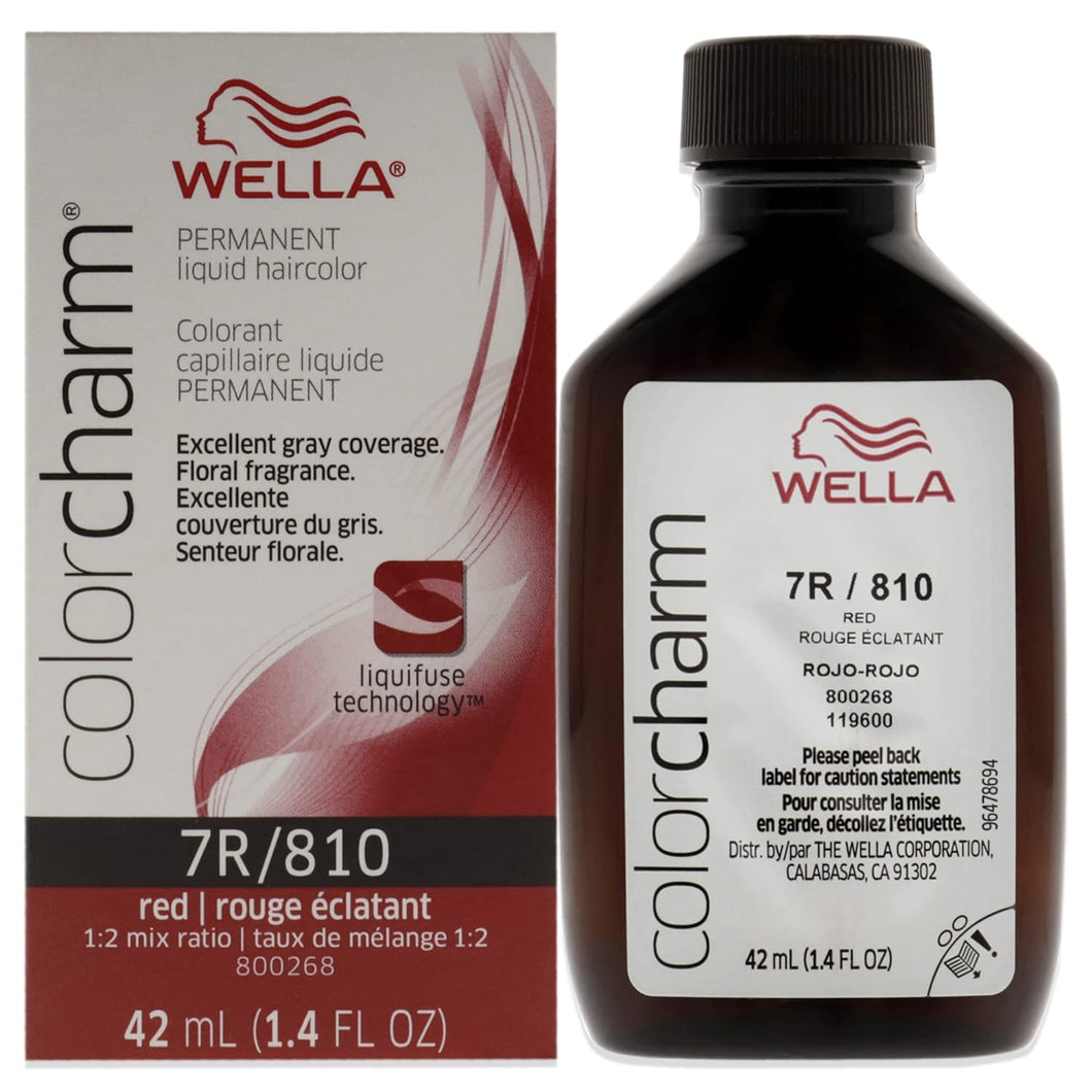 7R / 810 -RED-RED WELLA Color Charm Permanent Liquid Hair Color for Gray Coverage