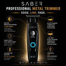 Load image into Gallery viewer, STYLECRAFT Saber Professional Cordless Brushless Motor Hair Trimmer Full metal body, digital brushless motor, DLC X-Pro &amp; The One blades, zero-gap, USB rechargeable, Up To 4-hr run-time (Copy)