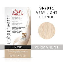 Cargar imagen en el visor de la galería, 9N / 911 -VERY LIGHT BLONDE WELLA Color Charm Permanent Liquid Hair Color for Gray Coverage