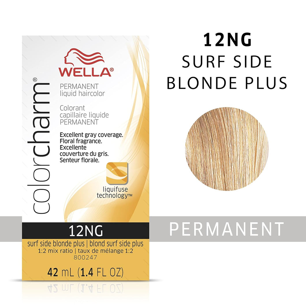 12NG SURF SIDE BLONDE PLUS WELLA Color Charm Permanent Liquid Hair Color for Gray Coverage