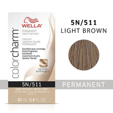 Load image into Gallery viewer, 5N / 511 LIGHT BROWN WELLA Color Charm Permanent Liquid Hair Color for Gray Coverage