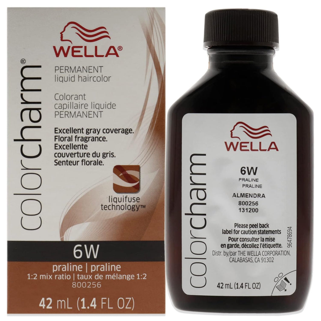 6W -PRALINE WELLA Color Charm Permanent Liquid Hair Color for Gray Coverage