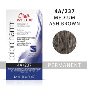 237 / 4A MED ASH BROWN WELLA Color Charm Permanent Liquid Hair Color for Gray Coverage