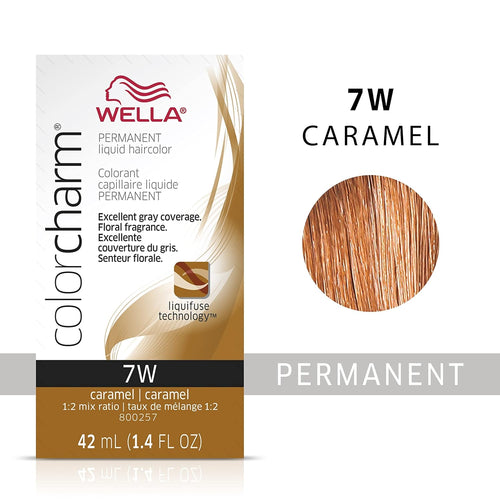 7W -CARAMEL WELLA Color Charm Permanent Liquid Hair Color for Gray Coverage