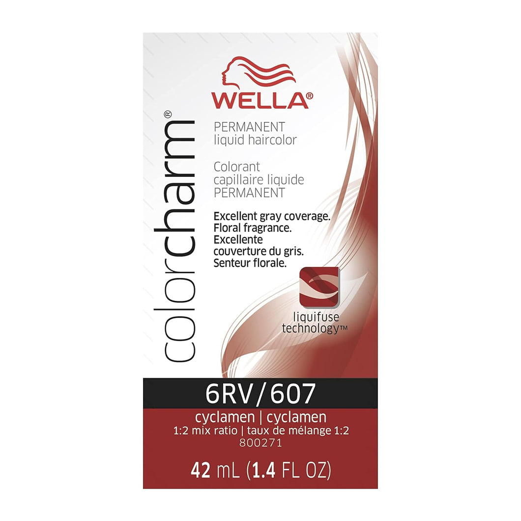 6RV / 607 -CYCLAMEN WELLA Color Charm Permanent Liquid Hair Color for Gray Coverage