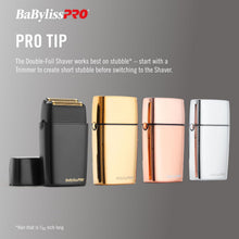 Load image into Gallery viewer, BaBylissPRO METALFX Double Foil Shaver, GOLD Handheld Electric Razor for Travel, Portable Cordless Close Face Shaver for Head, Beard, &amp; Neck