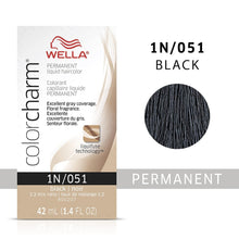 Load image into Gallery viewer, 1N / 051 BLACK WELLA Color Charm Permanent Liquid Hair Color for Gray Coverage