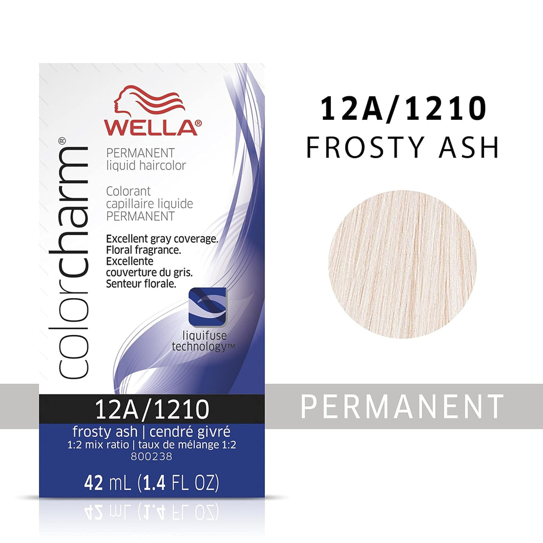 12A / 1210 FROSTY ASH WELLA Color Charm Permanent Liquid Hair Color for Gray Coverage