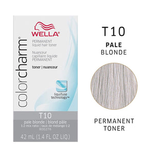TONER T10 PALE BLONDE WELLA Color Charm Permanent Liquid Hair Color for Gray Coverage