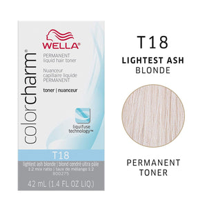 TONER T18 LIGHT ASH BLONDE WELLA Color Charm Permanent Liquid Hair Color for Gray Coverage