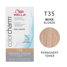 Load image into Gallery viewer, TONER T35 BEIGE BLONDE WELLA Color Charm Permanent Liquid Hair Color for Gray Coverage