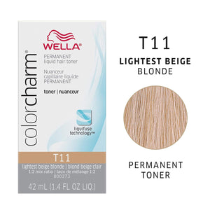 TONER T11 LIGHT BEIGE BLONDE WELLA Color Charm Permanent Liquid Hair Color for Gray Coverage