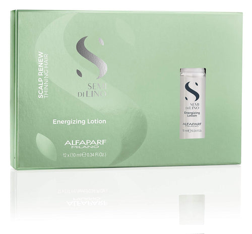 Alfaparf Milano Semi Di Lino Scalp Renew Energizing Lotion for Thinning Hair - Strengthens, Re-densifies and Stimulates Hair Fiber - Professional Salon Quality - Package of 12 Vials