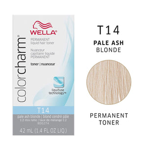 TONER T14 PALE ASH BLONDE WELLA Color Charm Permanent Liquid Hair Color for Gray Coverage