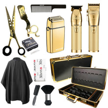 Cargar imagen en el visor de la galería, Ultimate Gold FX Master Barber Kit | BaBylissPRO Clipper &amp; Trimmer Set, Pro Shears, Shaver, &amp; Deluxe Case for Men