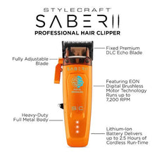 Cargar imagen en el visor de la galería, StyleCraft Saber Cordless Clipper &amp; Trimmer Combo – Orange