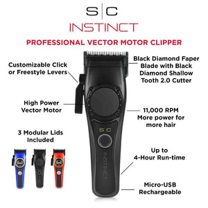 STYLE CRAFT INSTINCT CLIPPER - PROFESSIONAL VECTOR MOTOR CORDLESS HAIR CLIPPER WITH INTUITIVE TORQUE CONTROL