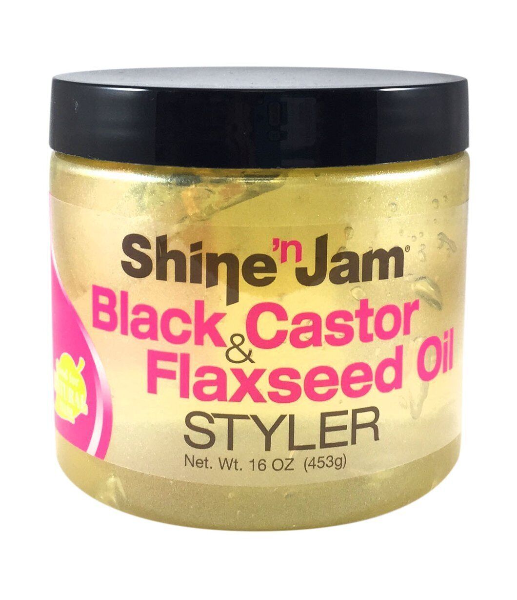 Shine N Jam Black Castor & Flaxseed Oil Styler Gel 16oz