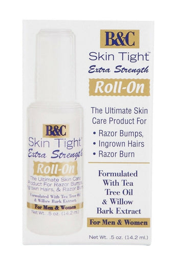 B&C SKIN TIGHT Roll-On Razor Bump Treatment 0.5oz ~Extra Strength Acne Neck