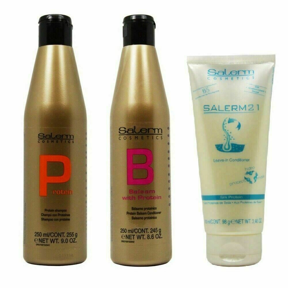 Salerm Protein Shampoo 250ml + Balsam Conditioner 250ml + 21 Leave in 100ml SET